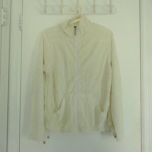 NWT Y2K Mirror Image off white velour mockneck zippered top adjustable ties sz S